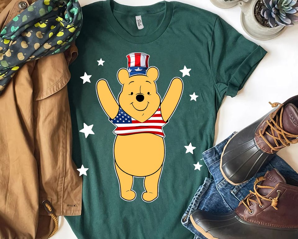 Disney Americana Pooh Stand Proud T-Shirt, Winnie The Pooh 4th Of July Independence Day American Flag