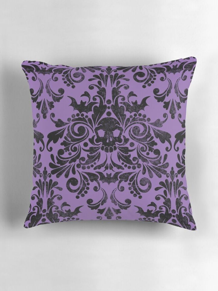 Skull Damask Pattern Pillow