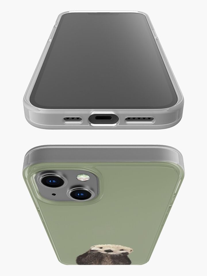 Cute Sea Otter on Sage Green Solid. Minimalist. Clean. Coastal. Adorable iPhone Case