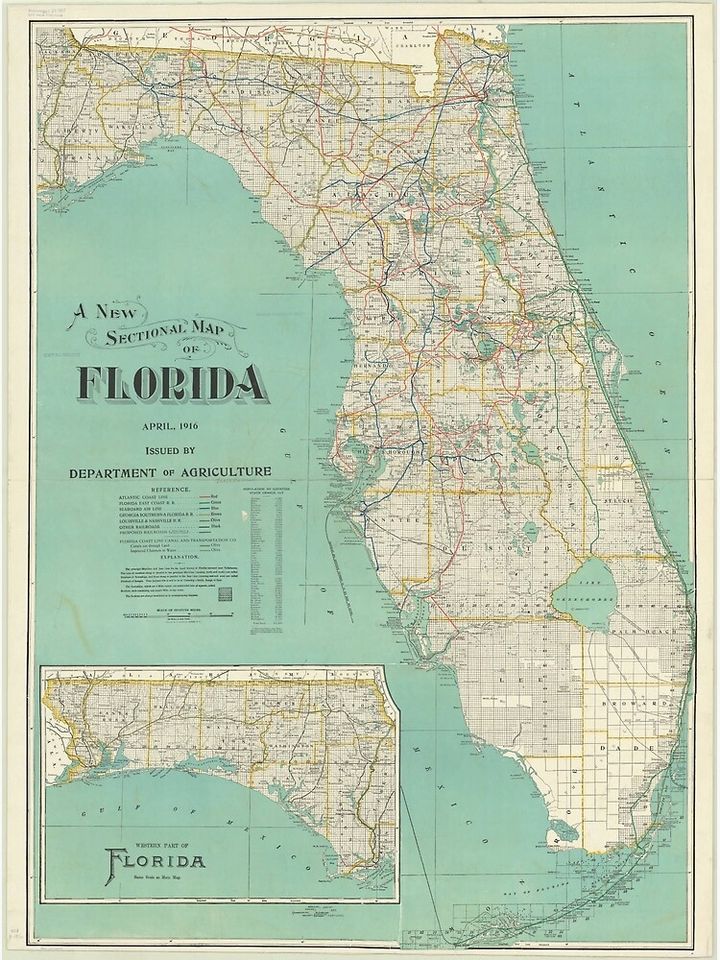Vintage Florida Map (1916) Premium Matte Vertical Poster