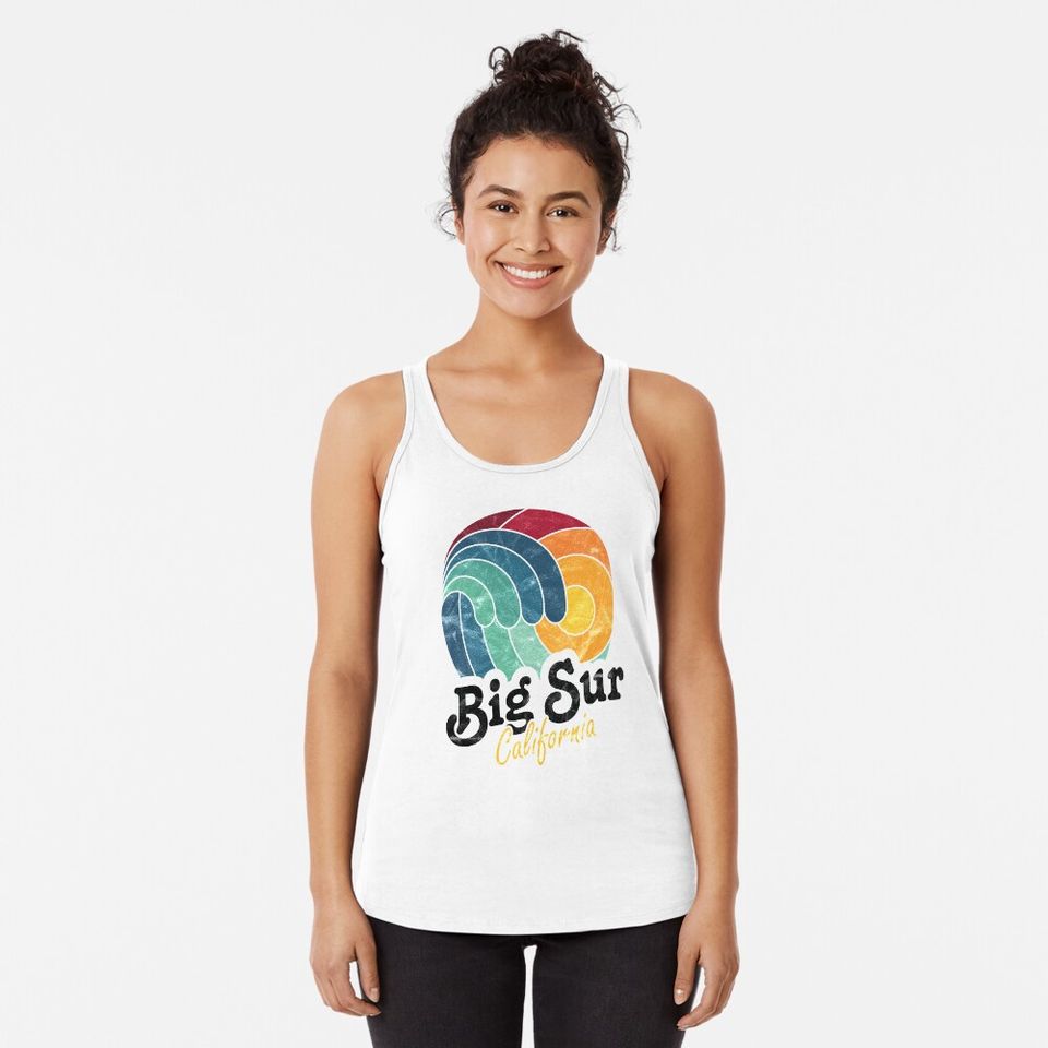 Big Sur California Surfing Surf Sunset Beach Racerback Tank Top