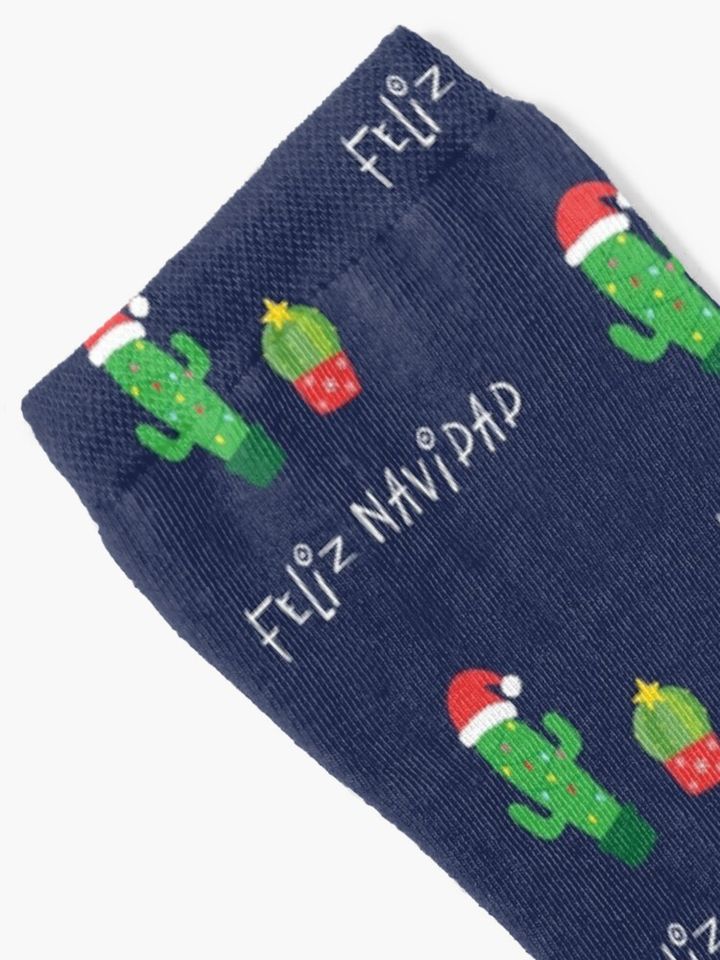 Christmas Cactis Feliz Navidad Apparel (Spanish) Socks