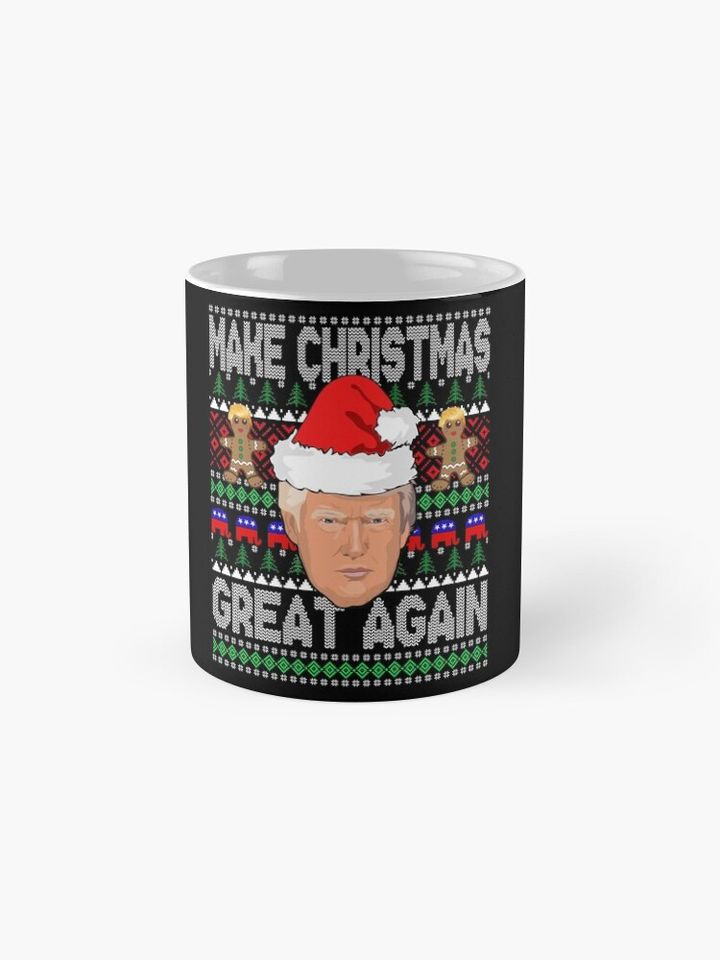 Trump Make Christmas Great Again Trump Ugly Sweater Design  Coffee Mug