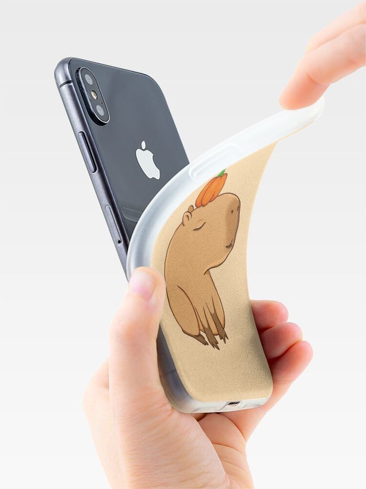 Capybara with a pumpkin iPhone Case