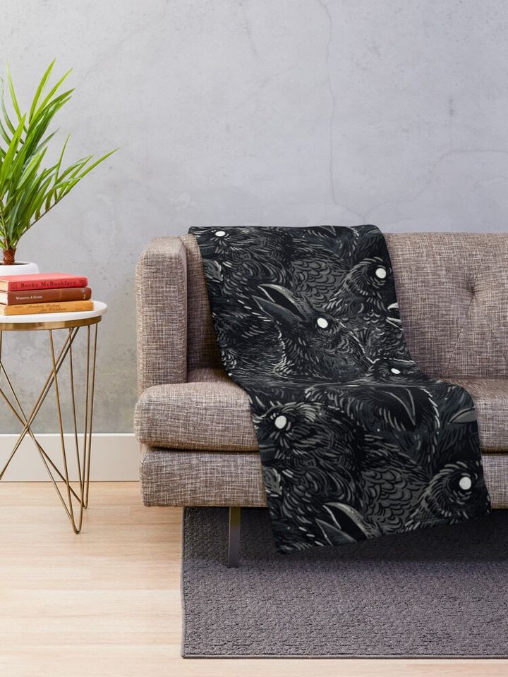 Raven pattern 2 Throw Blanket