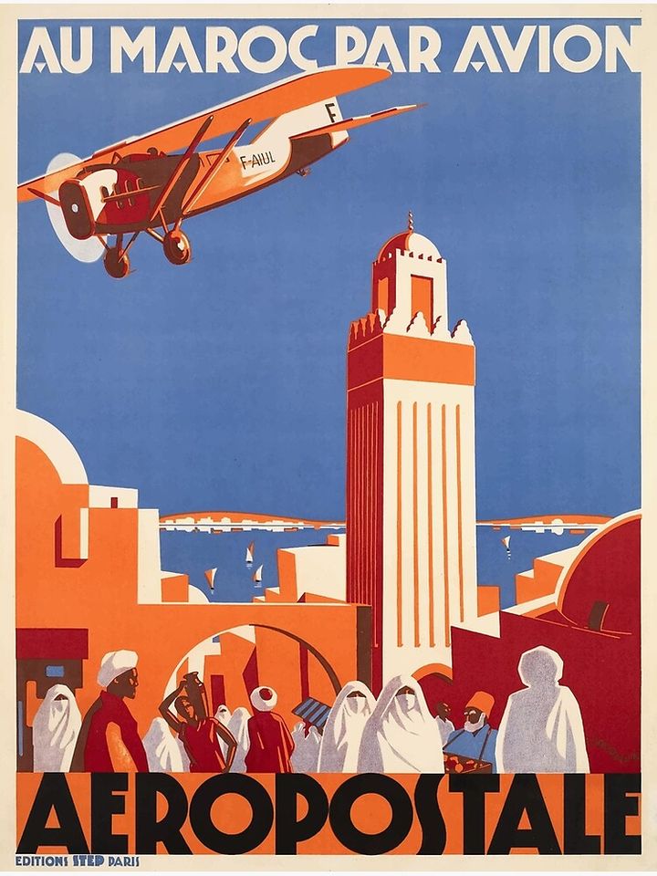 1928 Morocco Aviation Travel Poster Premium Matte Vertical Poster