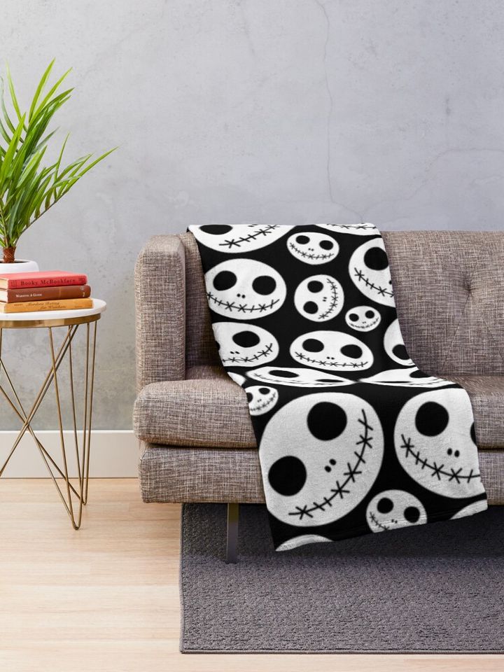 Halloween Skeleton Jack Skellington Pattern Skelington Throw Blanket