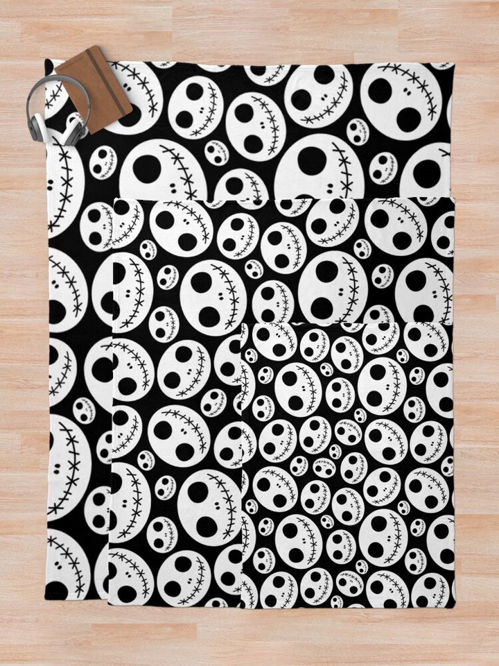 Halloween Skeleton Jack Skellington Pattern Skelington Throw Blanket