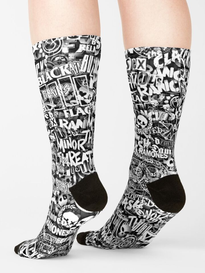Punk-Rock bands. Stickerbombing Socks