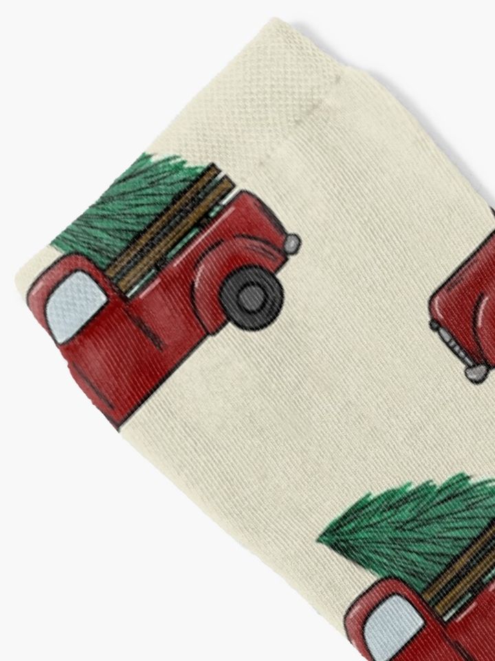 Christmas red truck Socks
