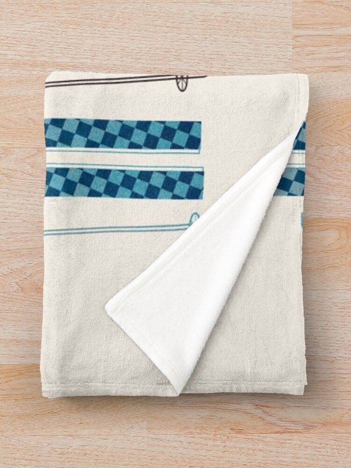 Colorful Retro Ski Illustration Throw Blanket