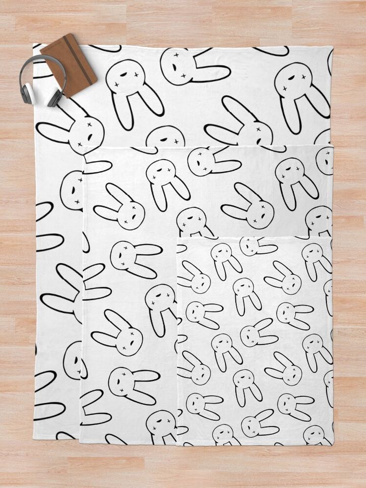 Bad Bunny Oasis Logo Pattern (Black on White) Throw Blanket