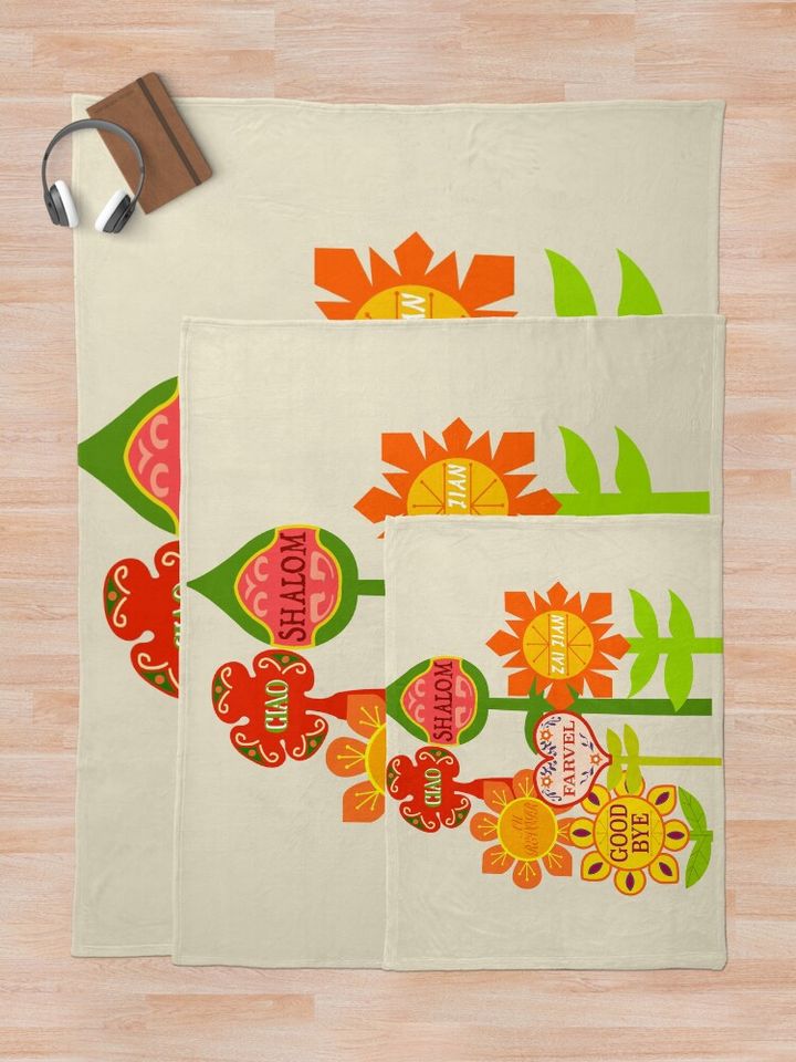 It's A Small World Goodbye Room Flowers Throw Blanket