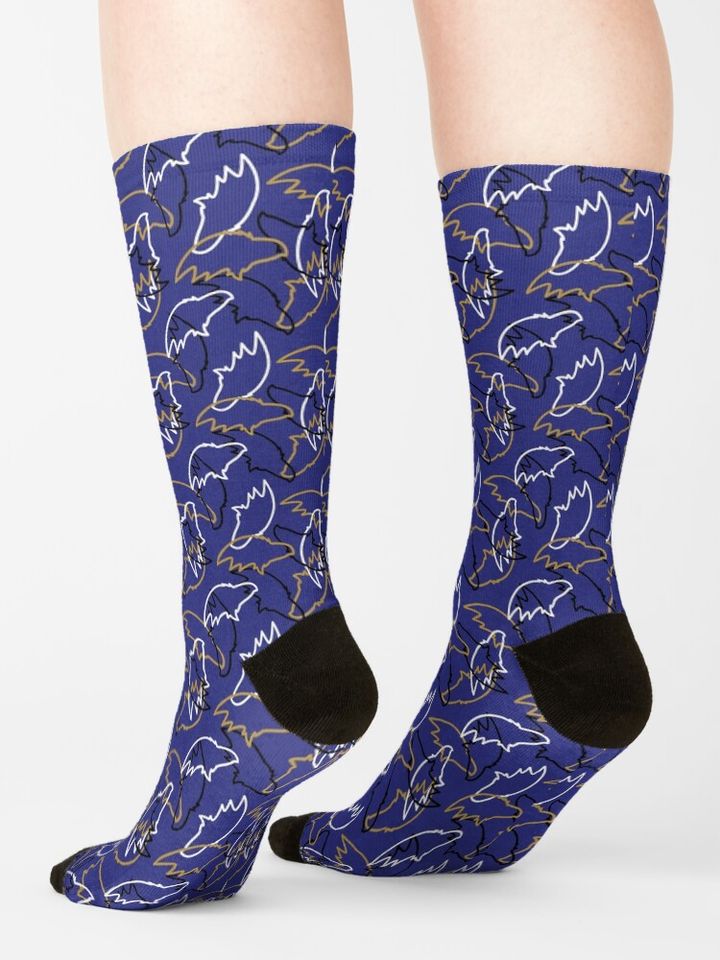 Baltimore Ravens Pattern, Purple Background Socks