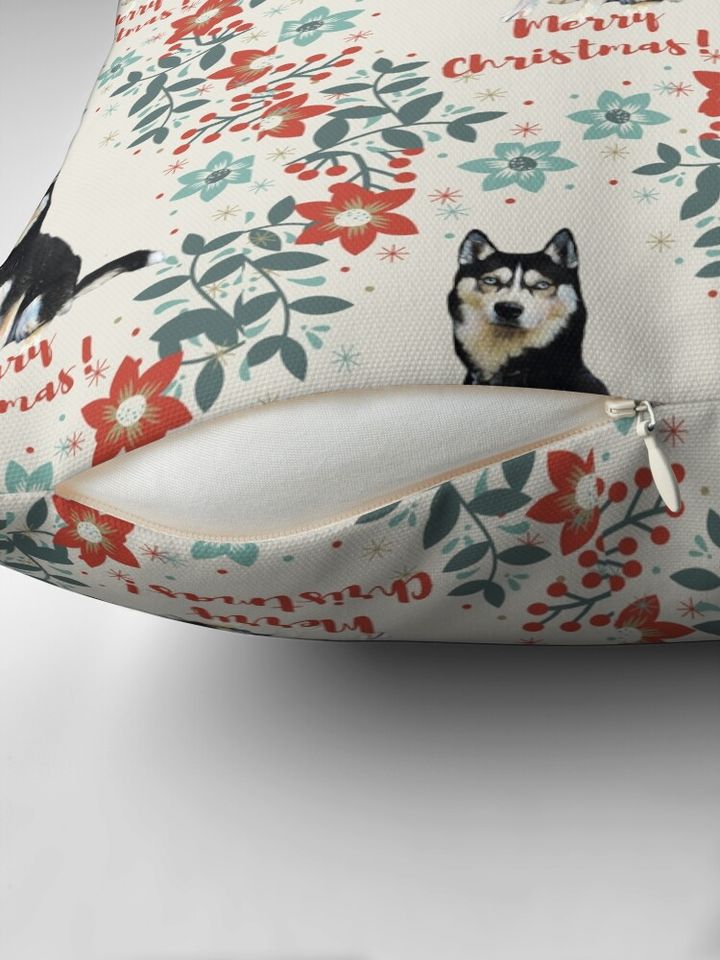 Husky Christmas Pillow