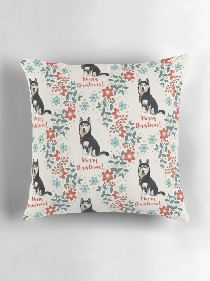 Husky Christmas Pillow