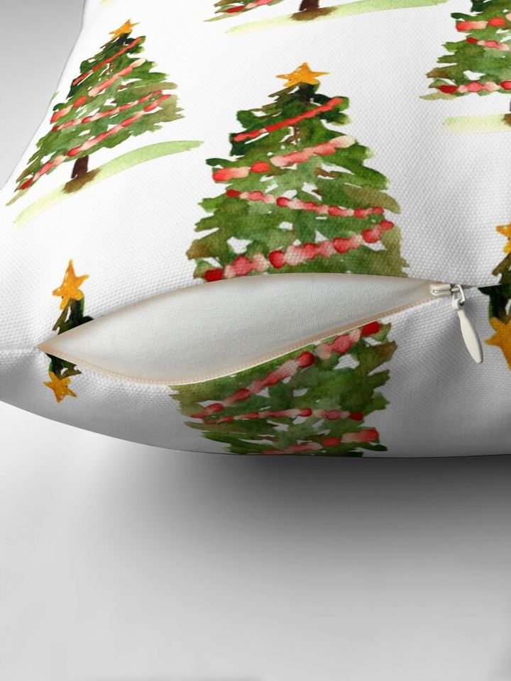 Watercolor Christmas trees Pillow