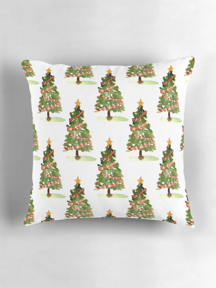 Watercolor Christmas trees Pillow