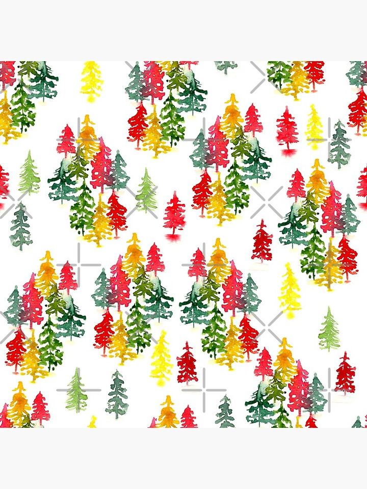 Watercolor Christmas trees Pillow