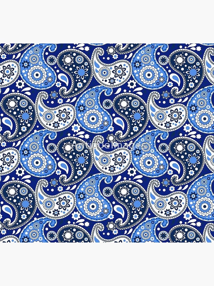 Blue and White Paisley Print Socks