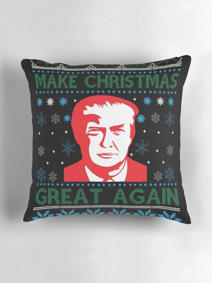 Trump Make Christmas Great Again Ugly Christmas Pillow