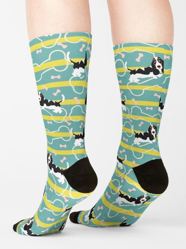 Cute Black and Tan Basset Hound Socks