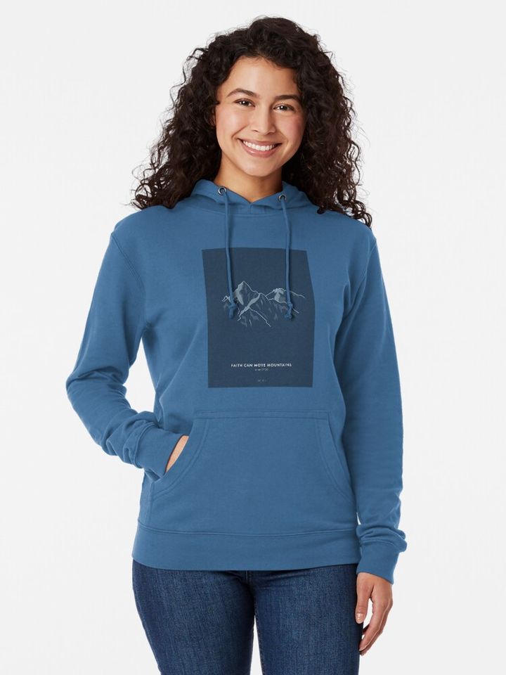 Mountains – Christian Design (Blue) Lightweight Hoodie