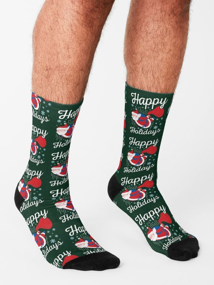 Skydiving Christmas Santa Parachute Socks