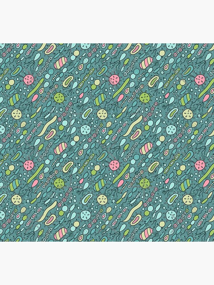 Microbes pattern. Bacteria design for biology lovers. Virus illustration. Socks