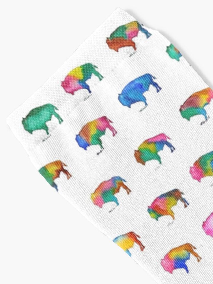 Bison Buffalo Watercolor Socks, Gift For Fan