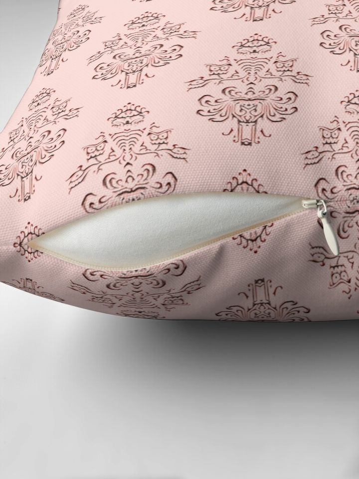 Rose Gold Haunted Mansion Wallpaper Carving Pillow