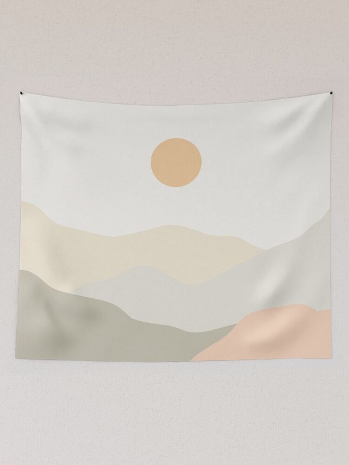 Minimalist Landscape Mountains Tapestry