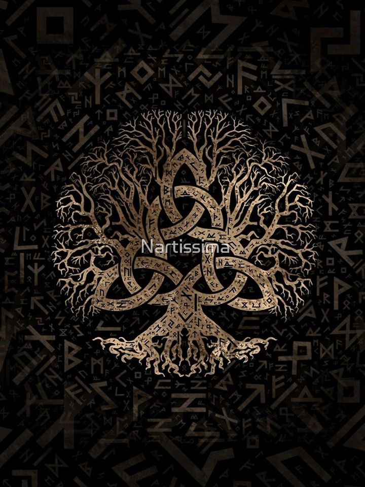 Tree of life with Triquetra on Futhark pattern iPhone Case