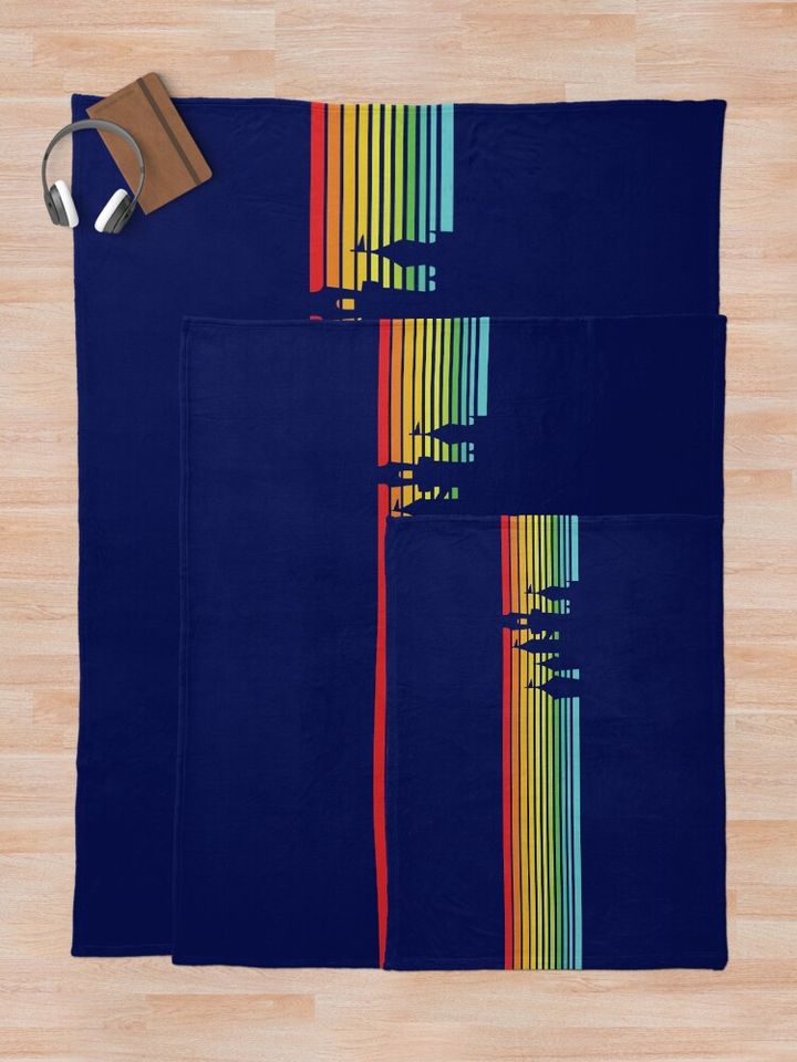 Retro Castle Stripes Throw Blanket