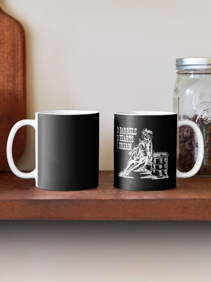 3 Barrels, 2 Hearts, 1 Dream Barrel Racing Design Coffee Mug