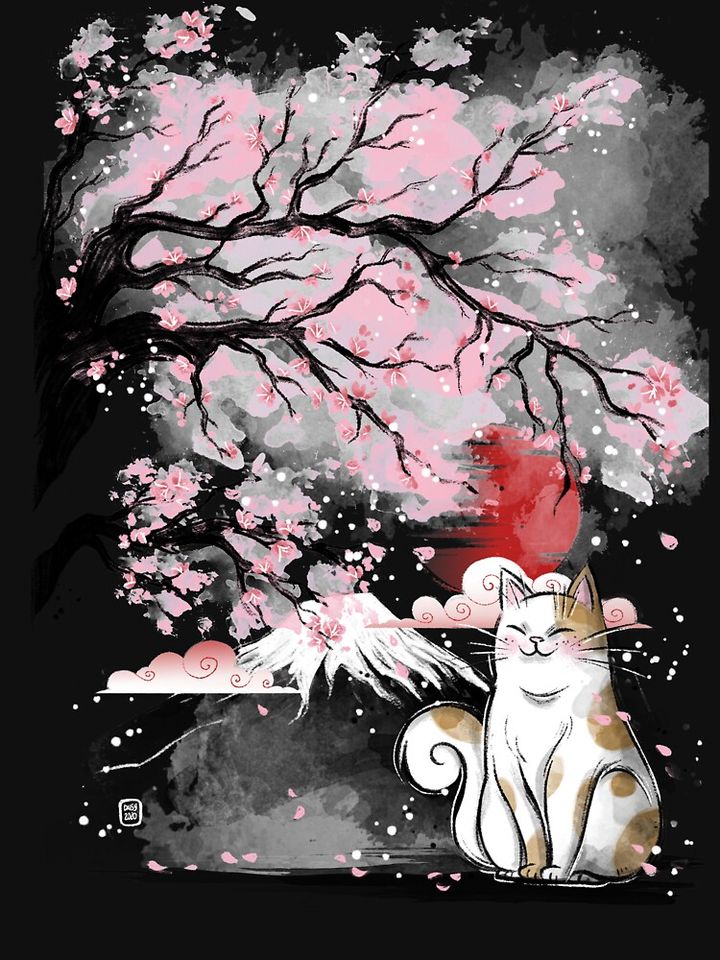 Sakura cat Unisex Pullover Hoodie