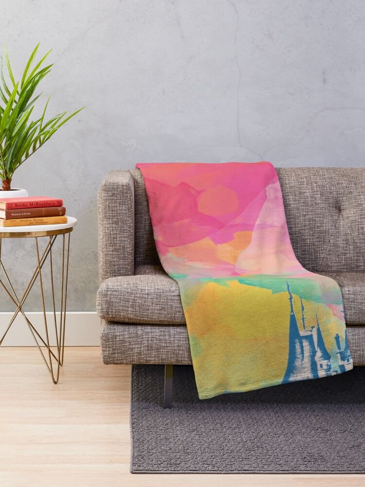 Magic Castle Watercolor II Throw Blanket