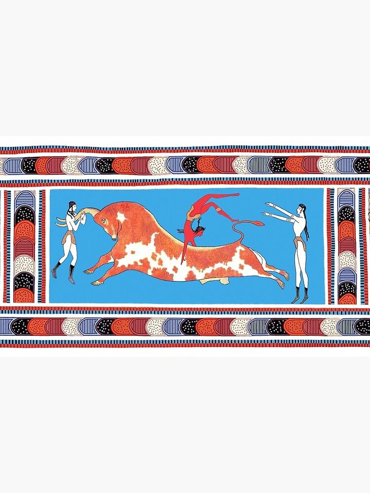Minoan Bull Leaping Toreador Fresco Restoration Premium Matte Vertical Poster
