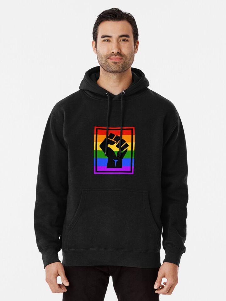 BLM fist - Rainbow1 Pullover Hoodie, LGBT Pride Hoodie