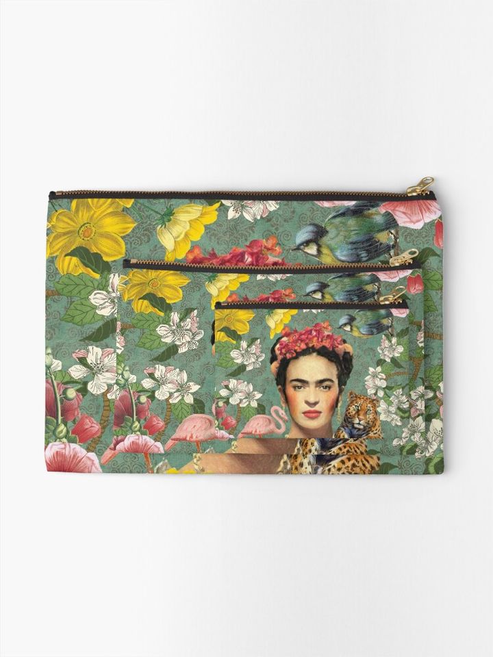 Frida Kahlo Zipper Pouch, Makeup Bag, Cosmetics Bag
