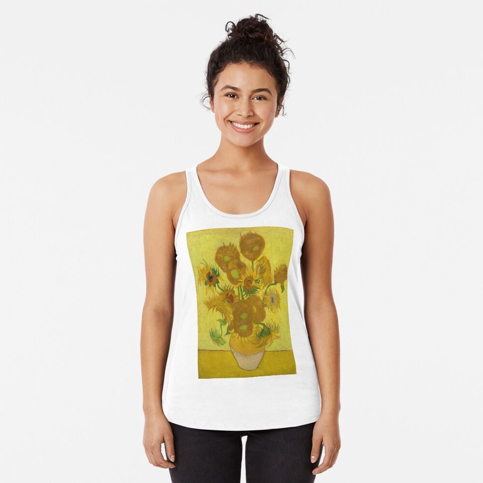 Vase with Sunflowers by Van Gogh Racerback Tank Top