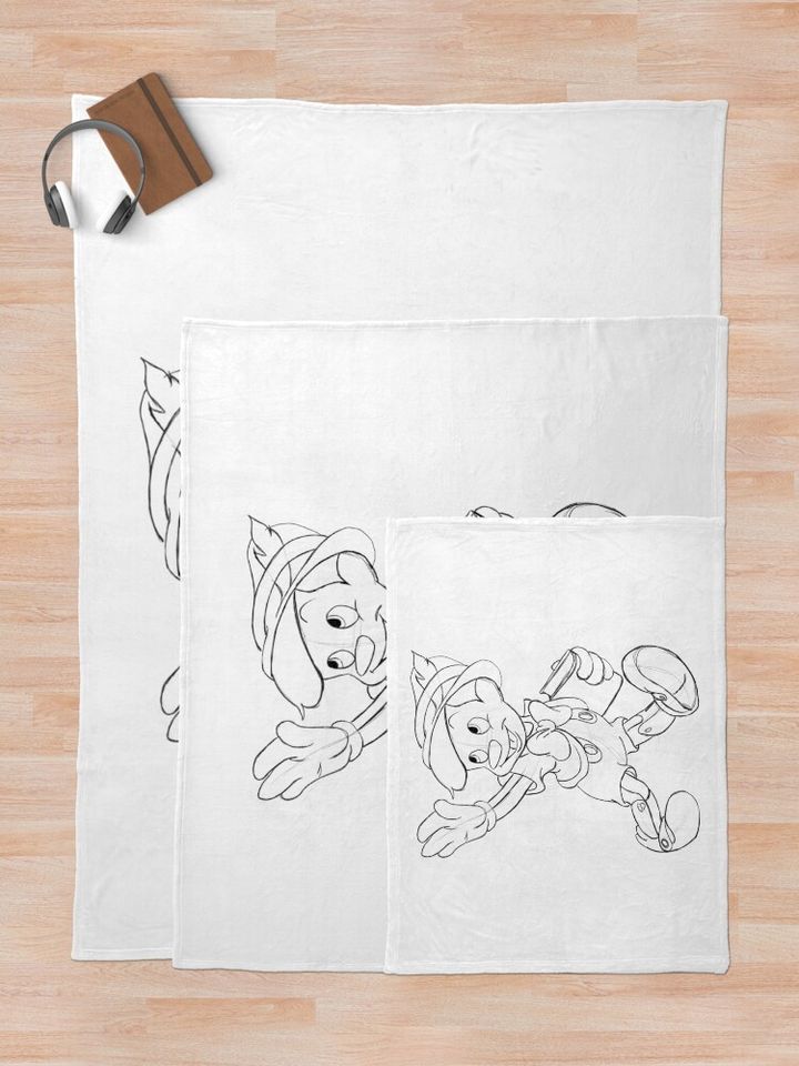 Pinocchio Sketch Throw Blanket