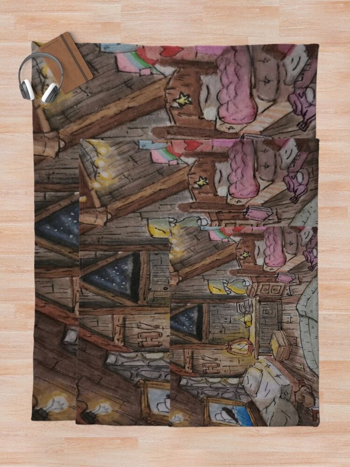 Gravity falls watercolor painting Throw Blanket