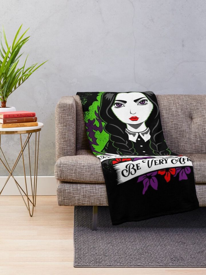 Wednesday Be Very Afraid Throw Blanket