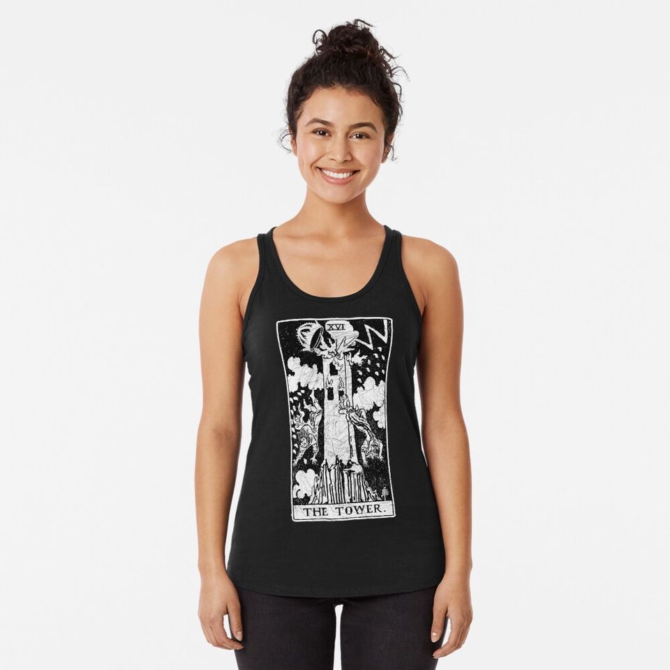 The Tower Tarot Card - Major Arcana - fortune telling - occult Racerback Tank Top
