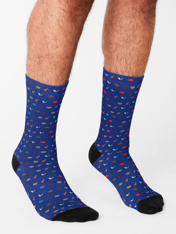 Buffalo Superfan Pattern - Dark Blue Socks