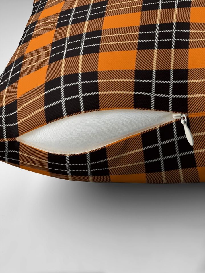 Black & Tangerine Tartan Pillow
