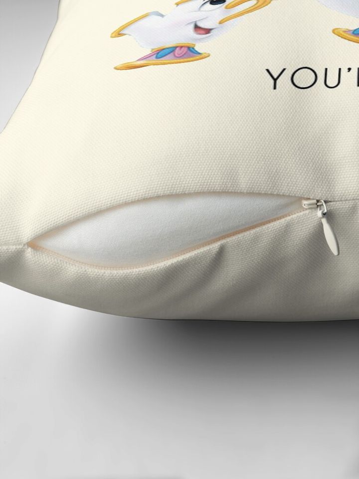 Mrs. Pots Beauty and the Beast Quote Pillow