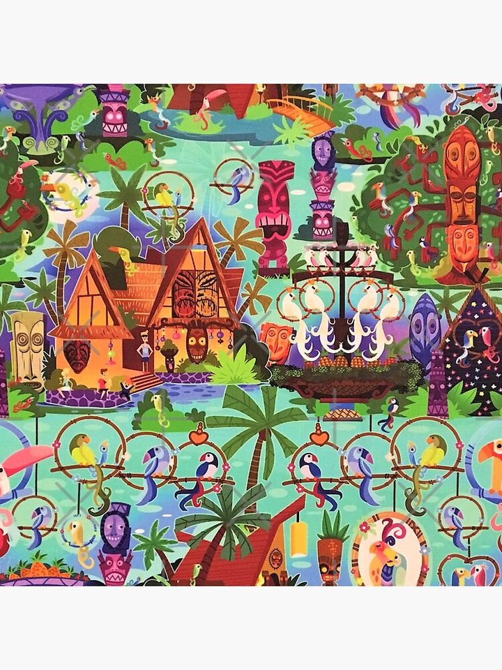 The ORIGINAL Enchanted Tiki Room Collage Pillow