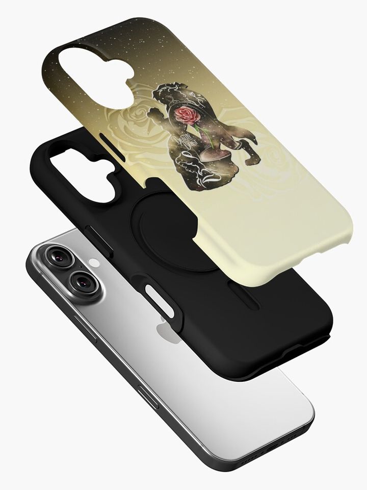 Beauty - Beast - Gold Red Rose Couple Romantic Magic Enchanted Love iPhone Case